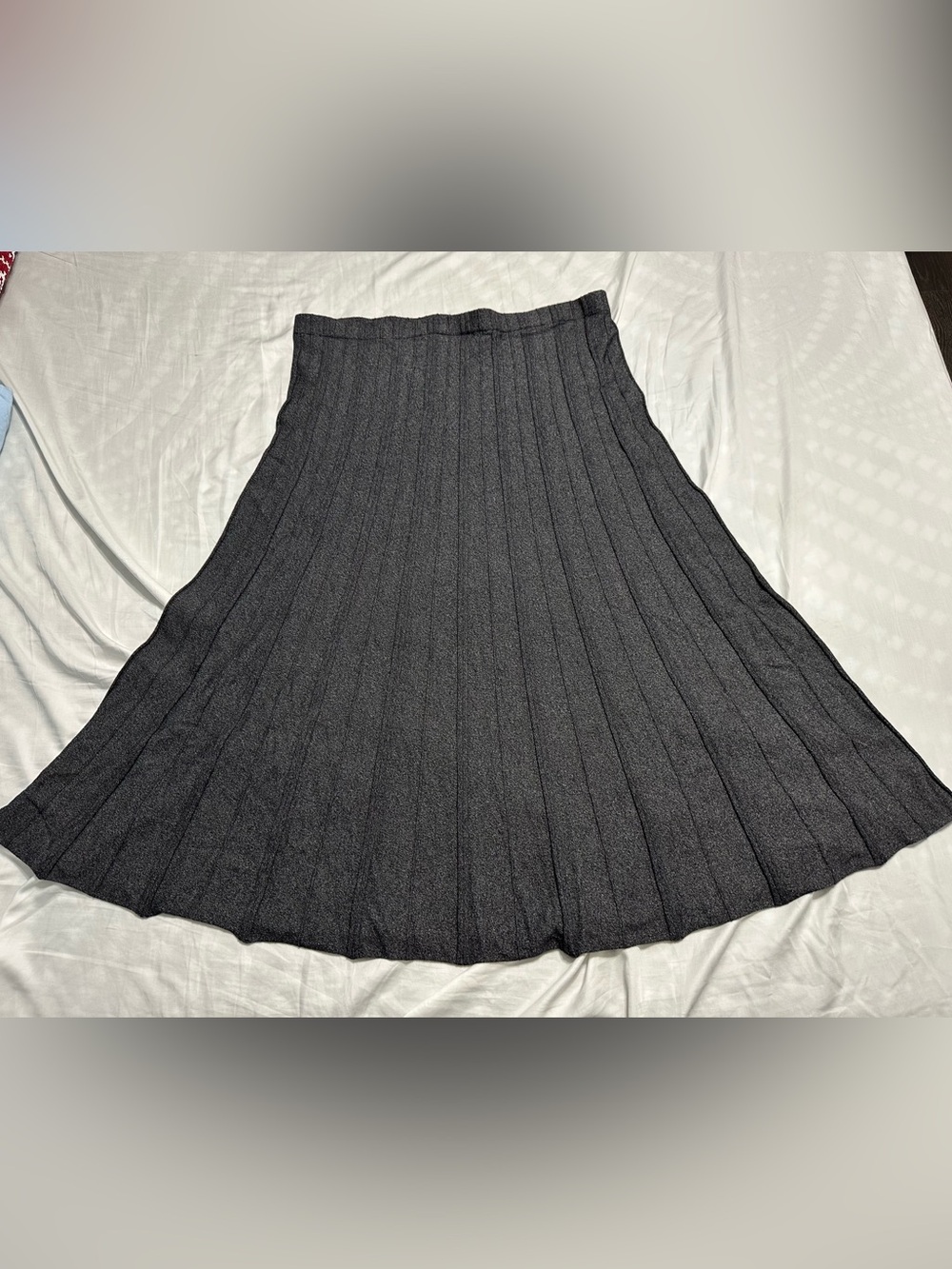 Jones New York Dark Gray Ribbed A-Line Knit Skirt